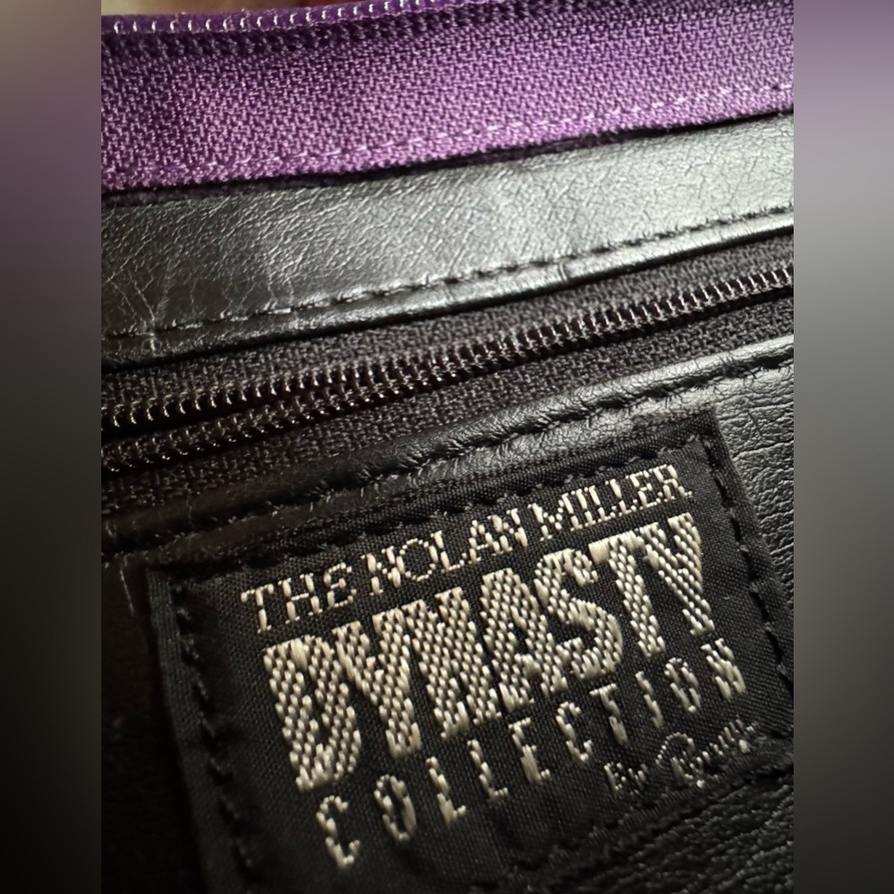 Vintage 80’s Genuine Leather Nolan Miller Dynasty Collection Purple Purse Bag - Picture 9 of 12